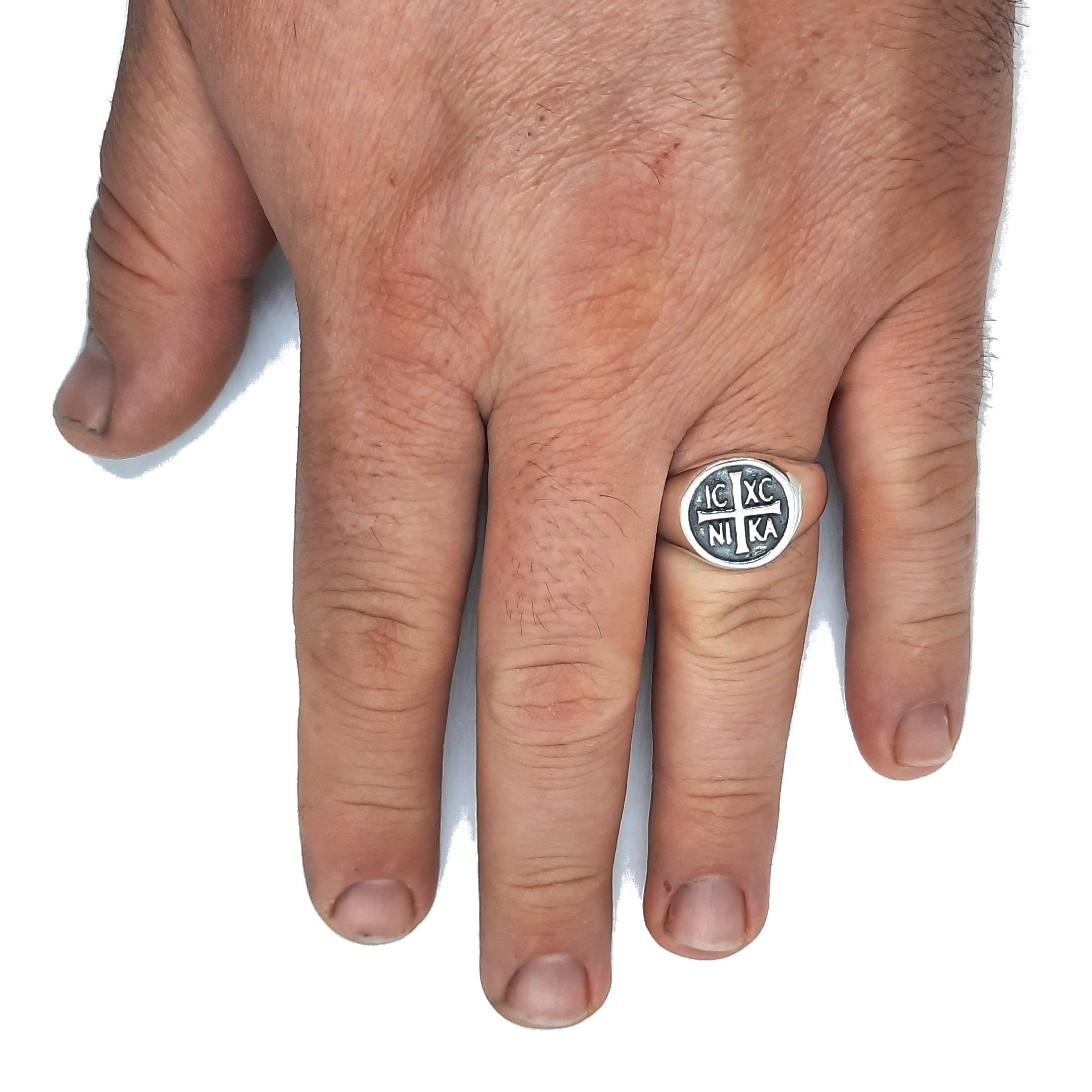 Sterling Silver Men Ring IC XC NI Ka Jesus Christ Winner Solid Sterling Silver Men Ring IC XC NI Ka Jesus Christ Winner Solid