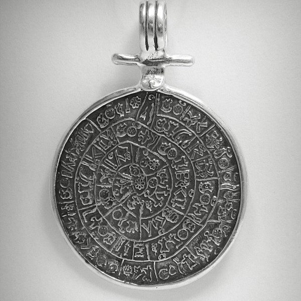 Véritable Sterling Silver Pendant Solid Hallmarked 925 Phaistos disque