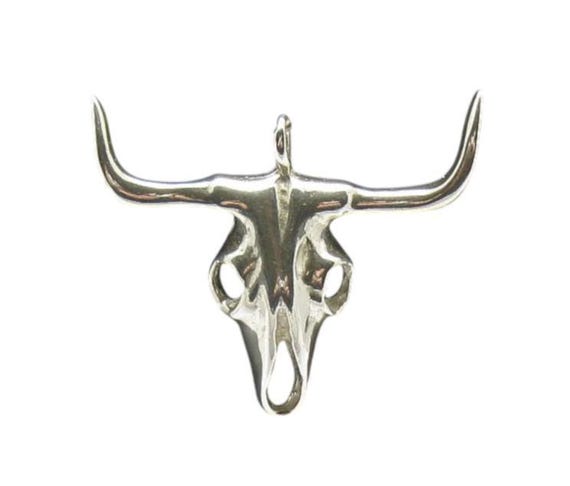 Sterling Silver Pendant Bull Skull Solid Stamped 925 Nickel Free