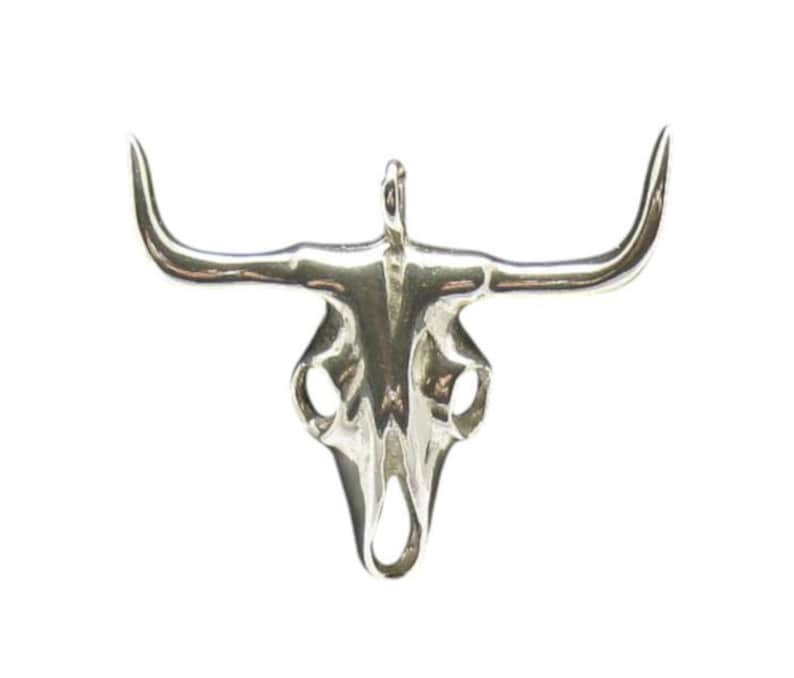 Sterling Silver Pendant Bull Skull Solid Stamped 925 Nickel Free image 1