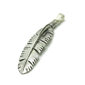 PE001031 Sterling silver pendant  Solid 925 Feather