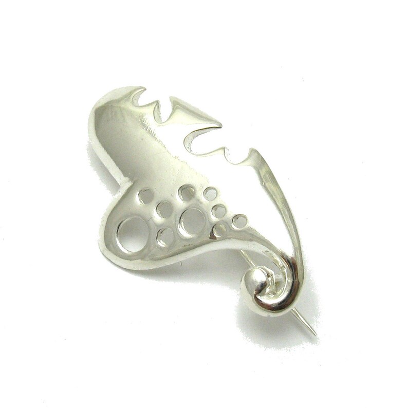 A000087 STERLING SILVER Brooch Solid 925 Heart image 1