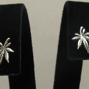 E000403 Boucles d'Oreille Argent 925 Cannabis image 1