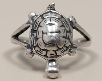 Schildkrötenring aus Sterlingsilber, durchbrochenes Meeresmotiv