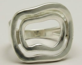 Sterling Silver Abstract Ring Solid Stamped 925 Nickel Free