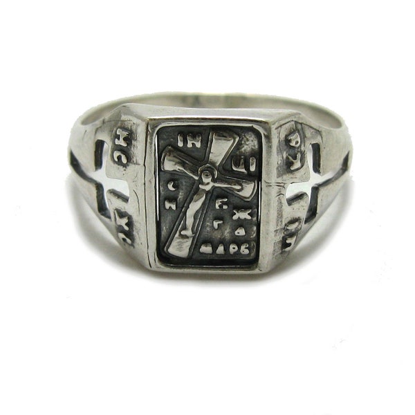 R001791 Silver men ring solid 925 Cross