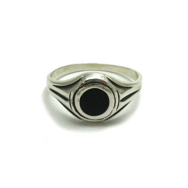 Genuine Sterling Silver Men's Ring Solid Hallmarked 925 With Black Enamel