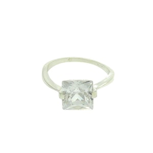 Stylish Sterling Silver Ring With 8x8mm Cubic Zirconia Hallmarked 925 Nickel Free