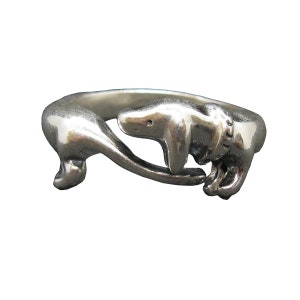 Sterling Silver Ring Dog Dachshund Genuine Solid Hallmarked 925 R002014