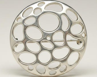 A000009 STERLING SILVER Brooch 925 Circle