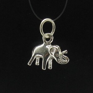 PE000513 Sterling silver pendant charm small elephant 925 solid image 2