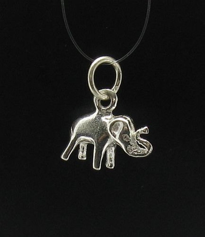 PE000513 Sterling silver pendant charm small elephant 925 solid image 2