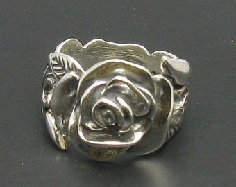 R000217 STERLING SILVER Ring Solid 925 Rose Flower