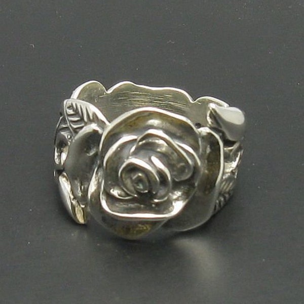 R000217 Bague Argent Massif 925 Fleur rose