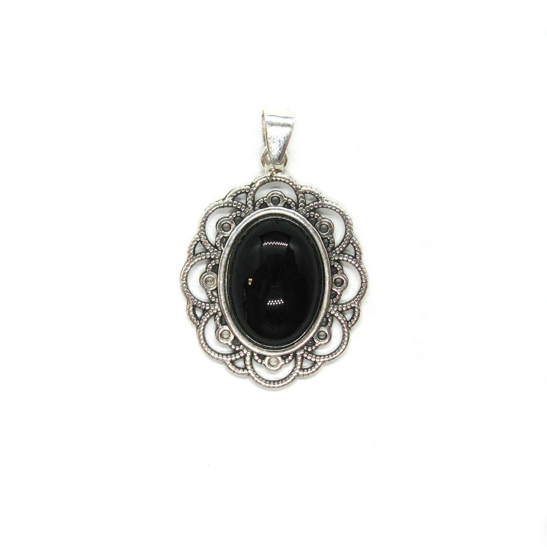 Pendentif En Argent 925 Et Onyx - Modèle P-AR-106 - Très Joli, Neuf Avec étiquettes