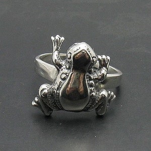 R000799 Sterling Silver Ring Solid 925 Frog image 1