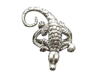 Ring i sterlingsilver med alligator, krokodil, stämplad 925, nickelfri, justerbar storlek