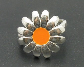 R000711  STERLING SILVER Ring  925Flower enamel