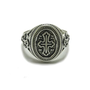 Sterlingzilveren religieuze ring orthodox kruis gestempeld 925 nikkelvrij