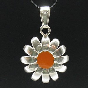 PE000437 Sterling silver pendant   925 solid flower enamel