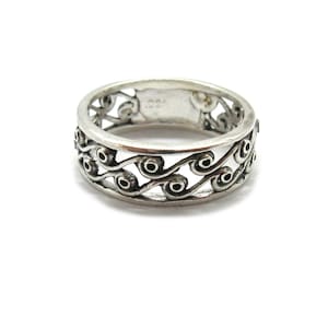 R001912 Sterling silver ring band wave solid hallmarked 925