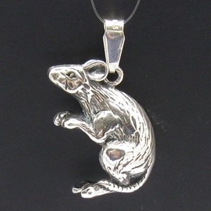 PE000378 Sterling silver pendant   925 solid rat mouse 3D quality
