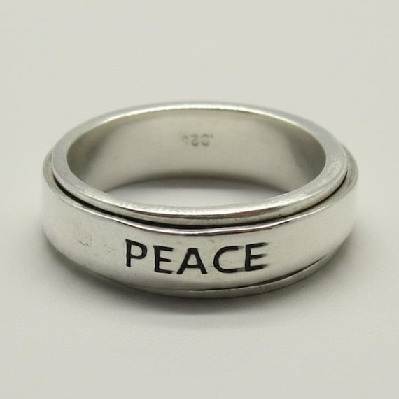 Sterling Silver Peace Spinner Ring - Etsy