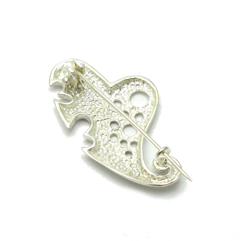 A000087 STERLING SILVER Brooch Solid 925 Heart image 2