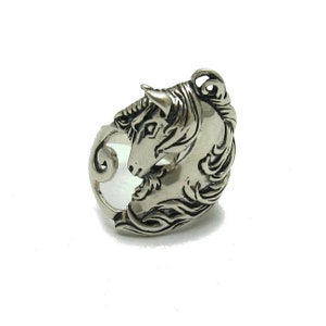 R000813 Bague Argent Massif 925 Licorne Cheval image 1