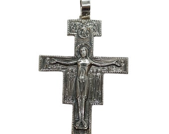 Grand pendentif en argent sterling, véritable croix, poinçonné 925