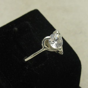 R000896 STERLING SILVER Heart Ring Solid 925 CZ image 3