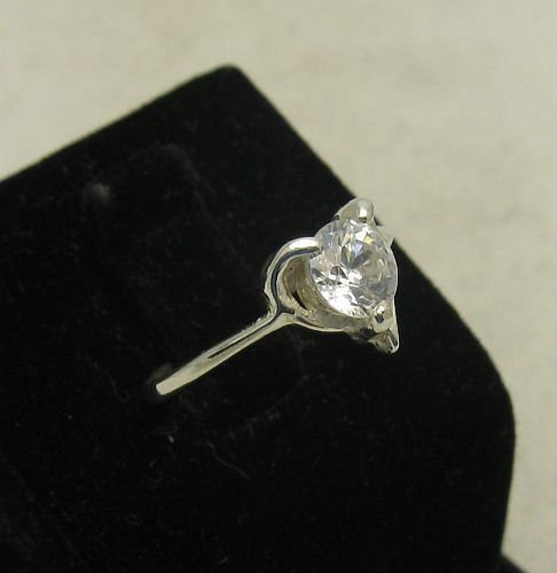 R000896 STERLING SILVER Heart Ring Solid 925 CZ image 3