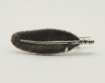 Sterling Silver Feather Brooch 11x34mm Stamped 925 Nickel Free