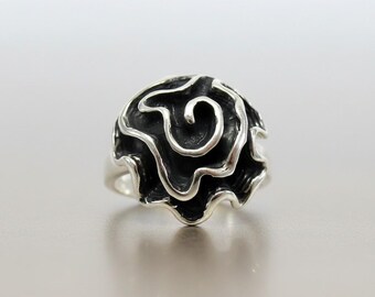 Anillo espiral de plata esterlina maciza con sello 925 sin níquel