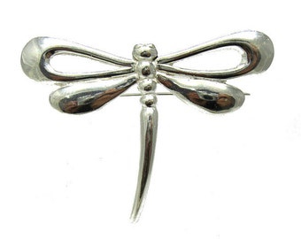 Sterling Silver Brooch Dragonfly Solid Genuine Stamped 925