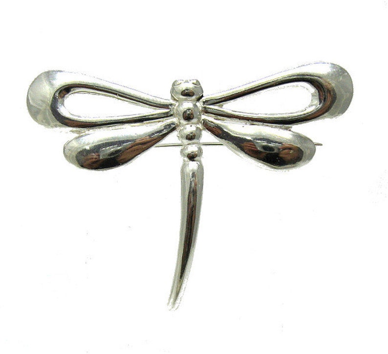 Sterling Silver Brooch Dragonfly Solid Genuine Stamped 925 image 1