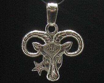 Zodiaque de breloque pendentif en argent Sterling PE000576 signe Bélier massif 925