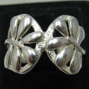 R001109 STERLING SILVER Ring Solid 925 Flower Leaf