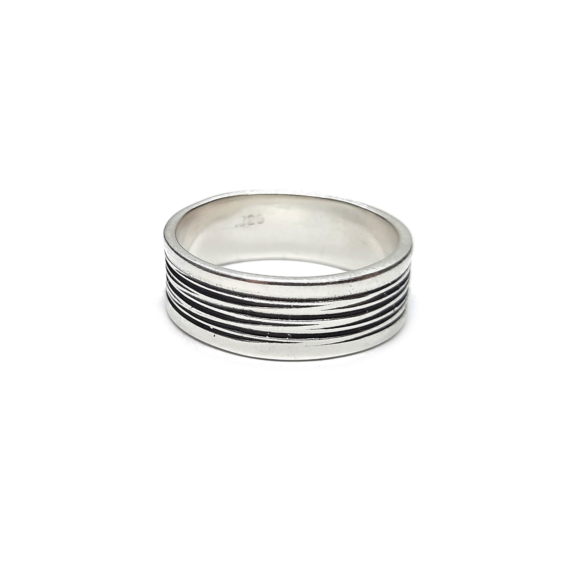 デパート 送料無料 Band Patterned Ring Silver Sterling 8mm Solid Genuine Wide アクセサリー
