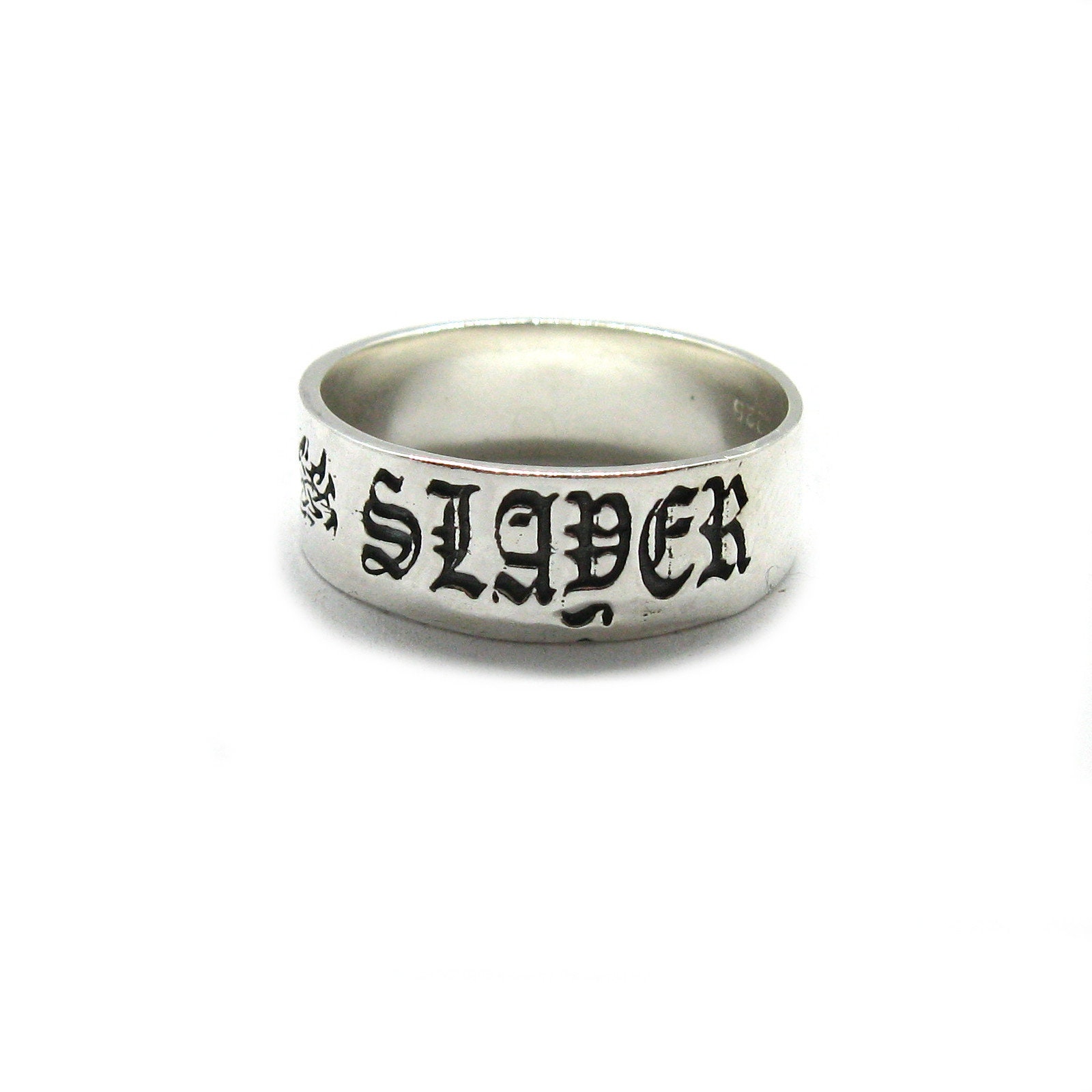 Sterling Silver Ring 7mm Band Solid Hallmarked 925 Dragon