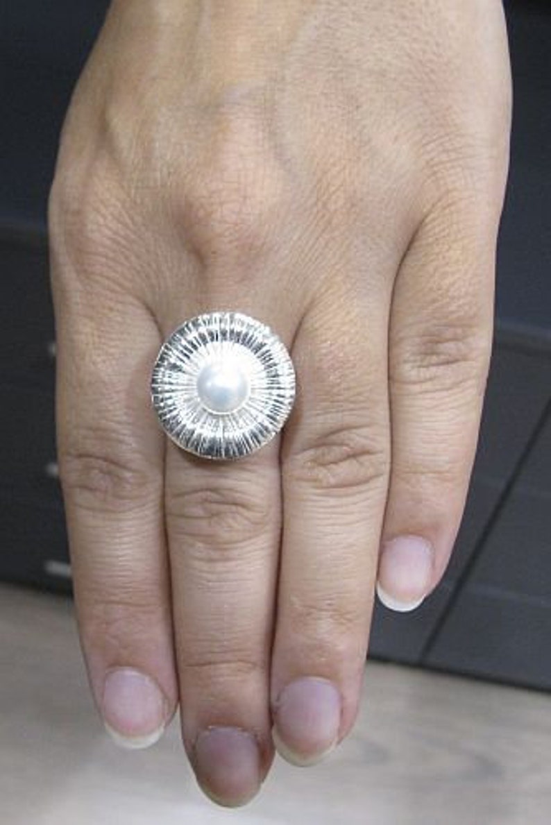 Sterling Silver Ring With 8mm Pearl Solid Genuine Stamped 925 Nickel Free image 4