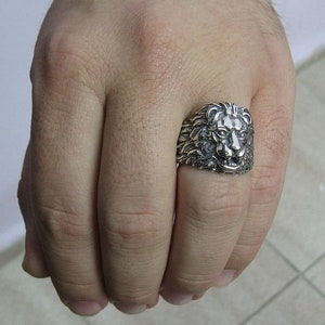 R001082 Bague Argent Massif 925 Tete de lion image 4