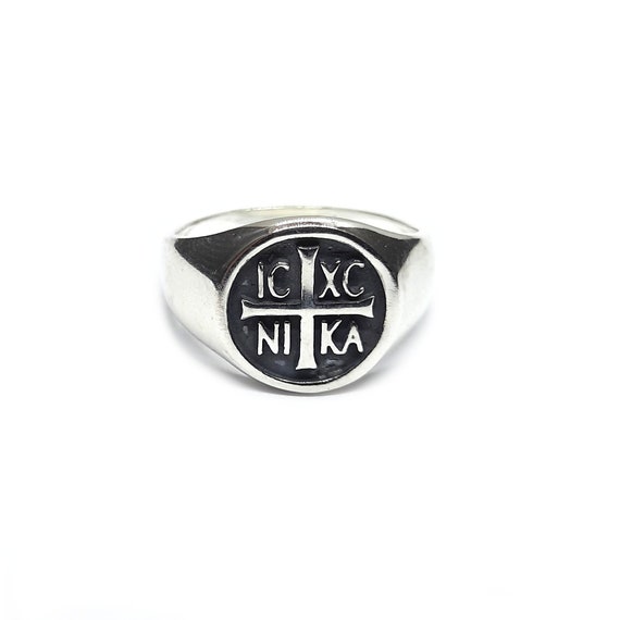 Sterling Silver Men Ring IC XC NI Ka Jesus Christ Winner Solid