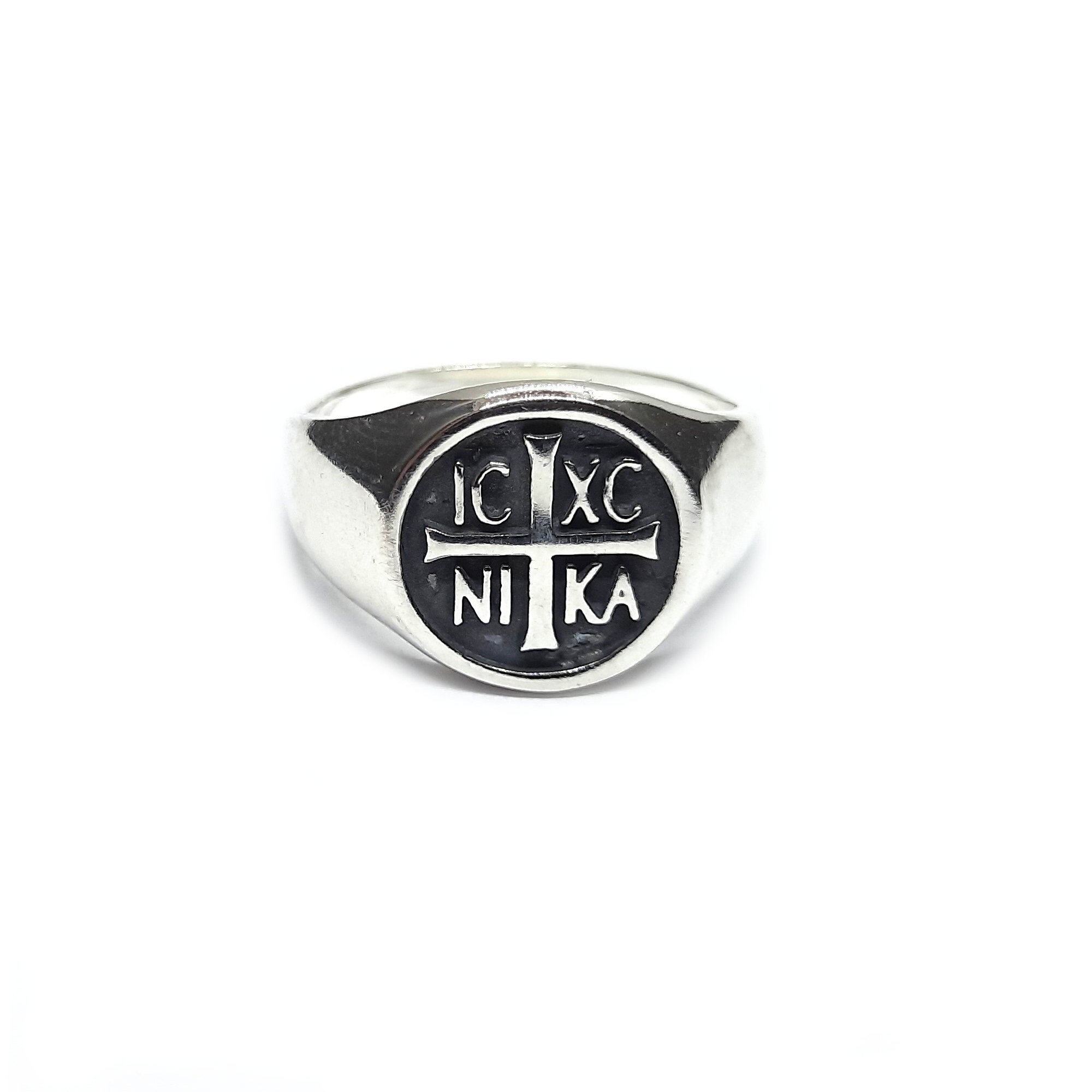 Sterling Silver Men Ring IC XC NI Ka Jesus Christ Winner Solid