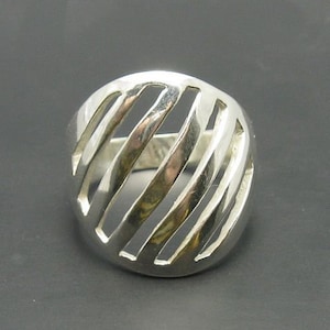 Sterling Silver Abstract Cutout Ring, Hallmarked 925, Nickel Free, 6.6 Grams, 23mm Wide, Unique Modern Design for Women