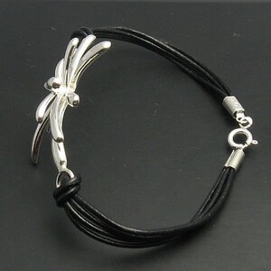 Extravagant Sterling Silver Bracelet With Natural Leather Solid Genuine Stamped 925 image 2