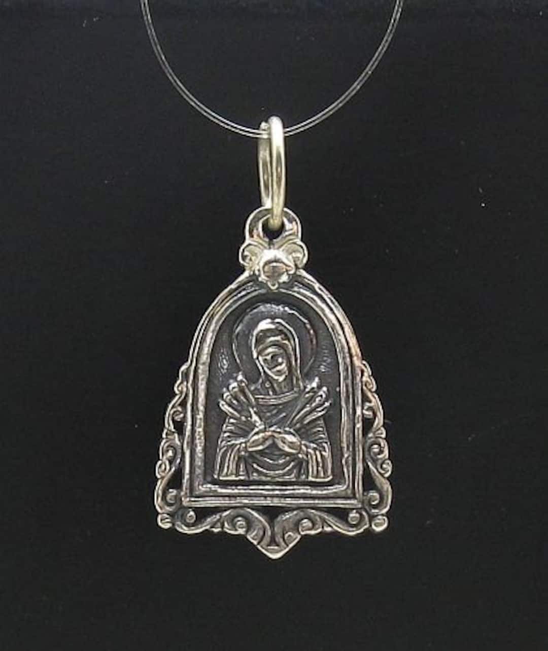 PE000637 Sterling Silver Pendant Solid 925 Mother of God - Etsy