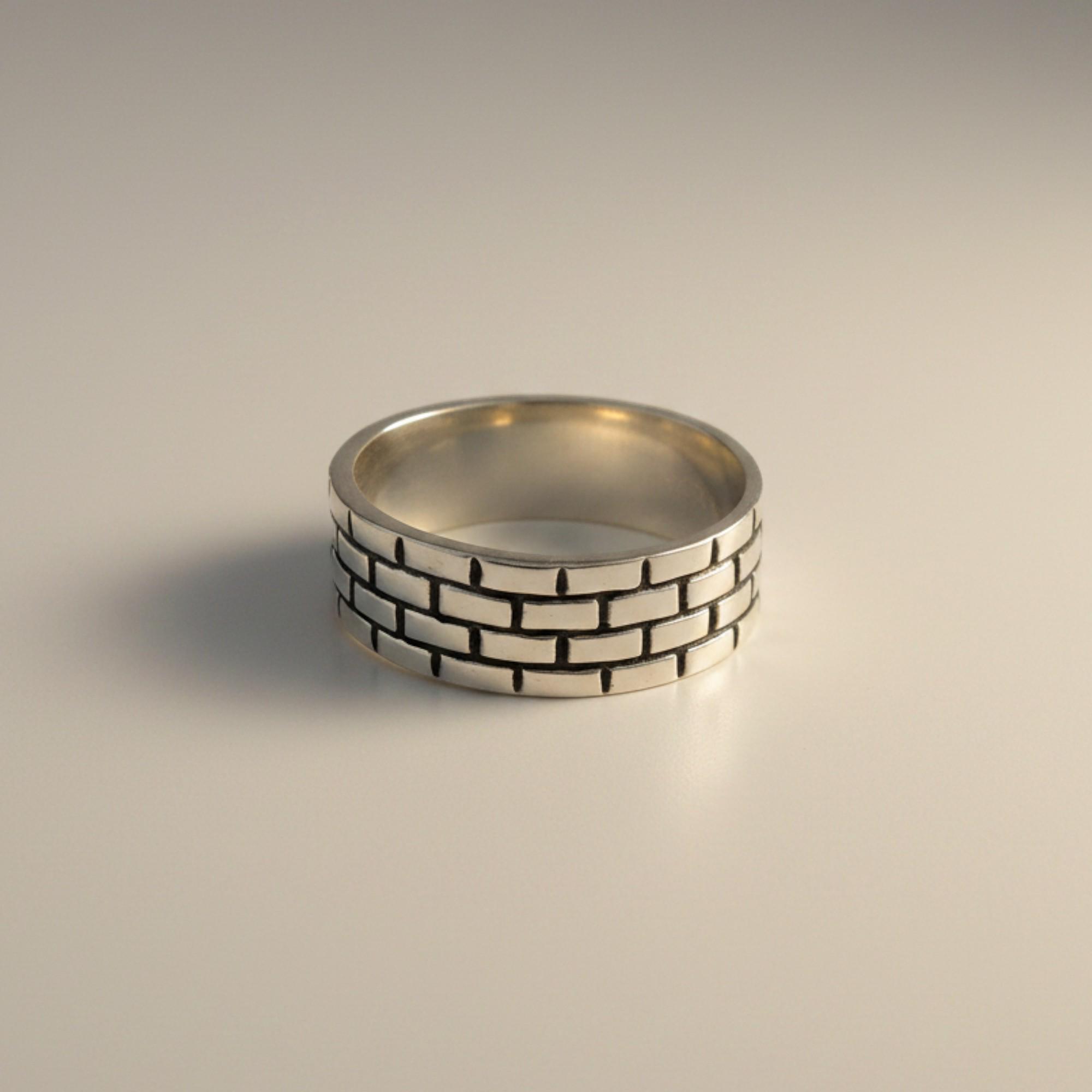 Buy Sterling Silver Ring Band Brick Design Hallmarked 925 Nickel 