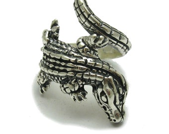 R001722 Sterling silver ring solid 925 Crocodile