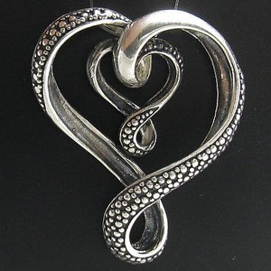 PE000680 Sterling silver pendant  solid 925 Big Double Heart